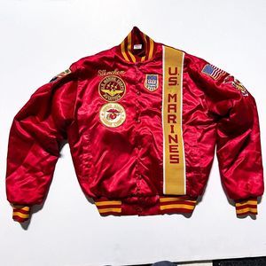 Vintage 80s Soffe Jackets Men's US Marines Aviation Satin Bomber Boot Jacket